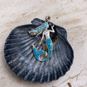 Turquoise & Opal Mermaid Pendant