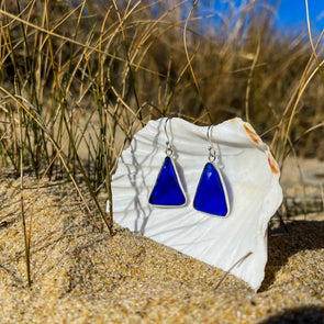 Cobalt Blue Sea Glass Artisan Earrings