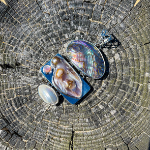 Abalone, Biwa Pearl and Mother of Pearl Pendant