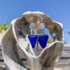 Cobalt Beach Glass and Moonstone Artisan Earrings