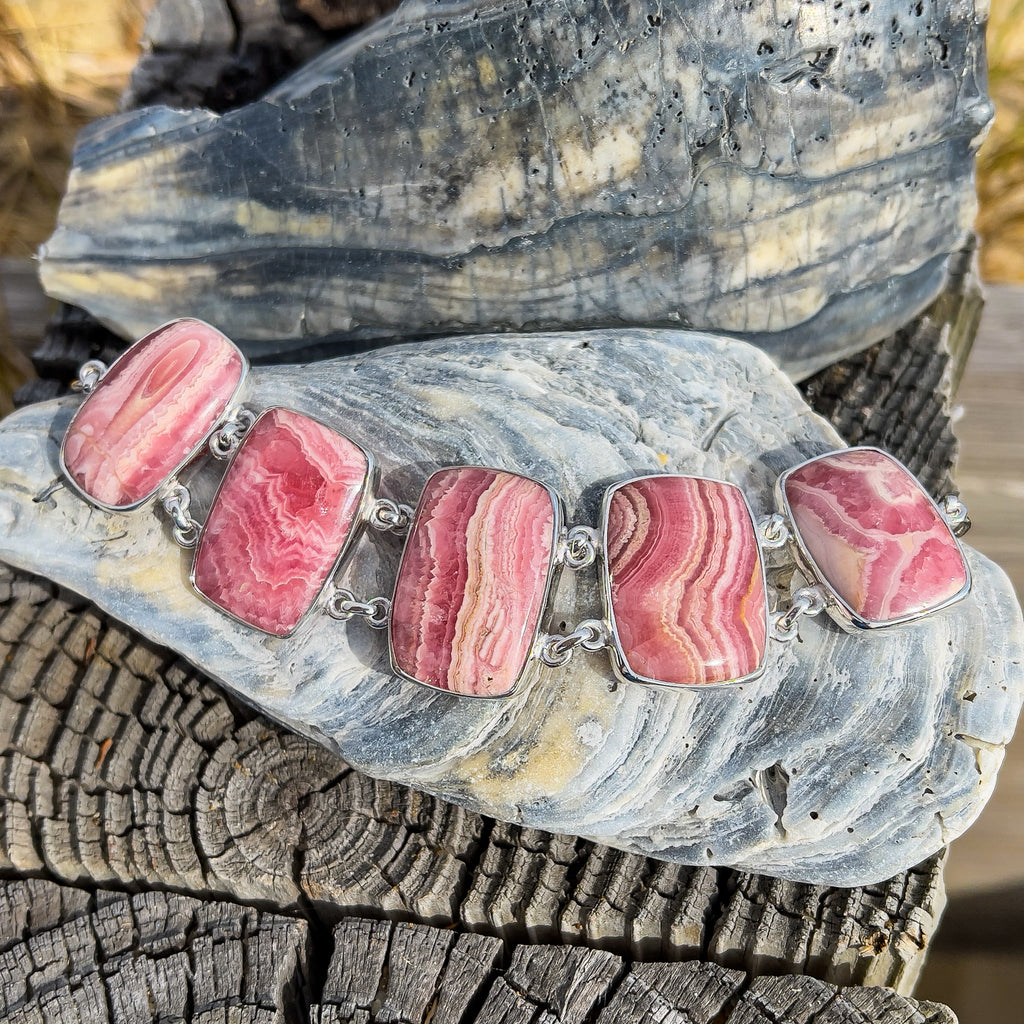 Rhodochrosite Rectangles Bracelet