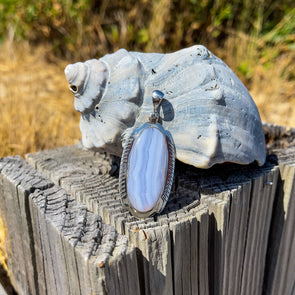 Blue Lace Agate Oval Pendant