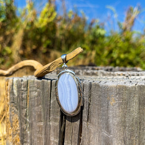 Blue Lace Agate Oval Pendant