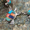 Multi-Gem Inlay Turtle Necklace and Earring Set - BEACH TREASURES ONLINE