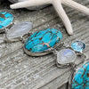 Blue Copper Turquoise, Moonstone, and Blue Topaz Bracelet
