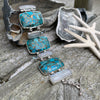 Blue Copper Turquoise, Moonstone, and Blue Topaz Bracelet
