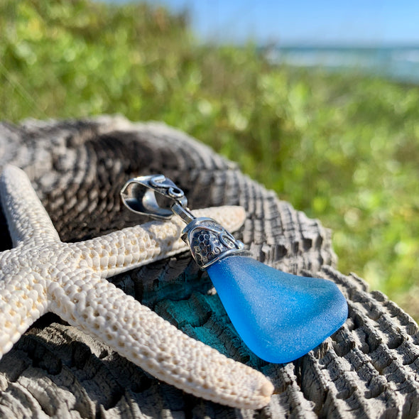 Turquoise Tumbled Sea Glass Artisan Pendant