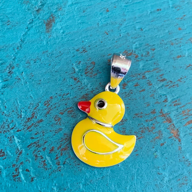 RUBBER DUCKY STERLING AND ENAMEL PENDANT - BEACH TREASURES ONLINE
