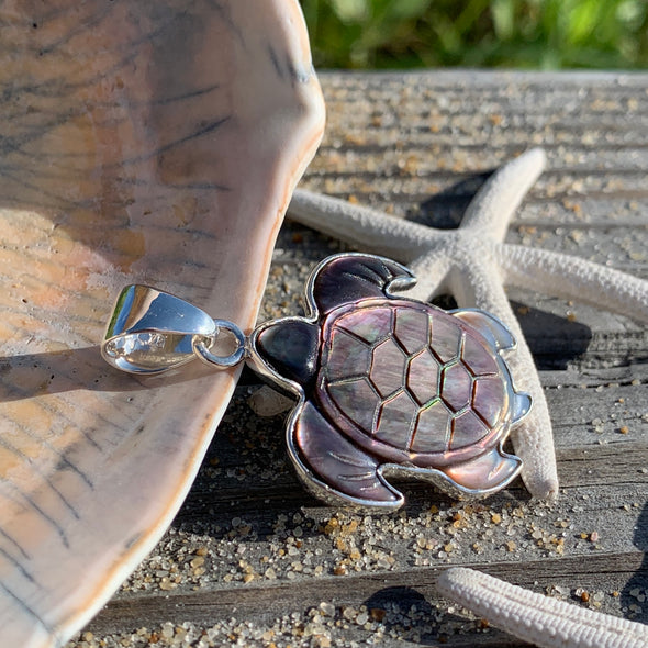 Smokey Mother of Pearl Turtle Pendant | Beach Treasures Exclusives