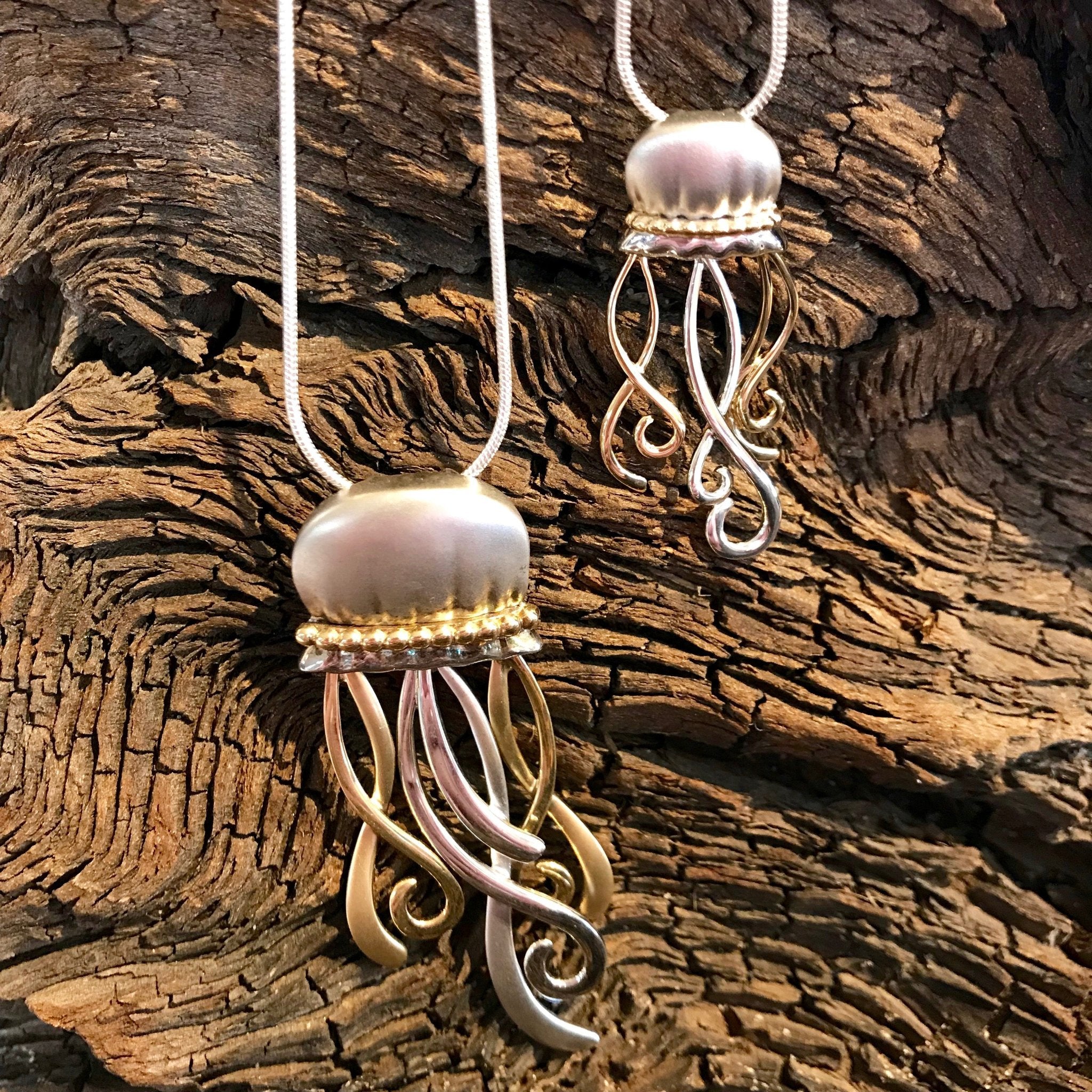Sterling Silver Gold Jellyfish Necklace