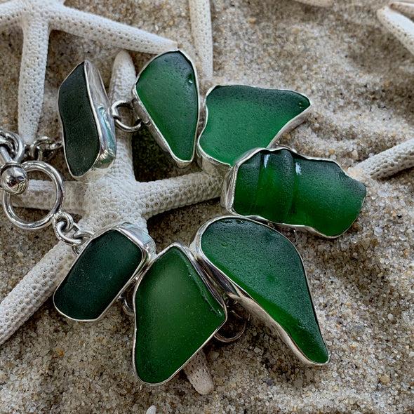 Beach Treasures Green Seaglass Bracelet | BT☆Sterling® - BEACH TREASURES ONLINE