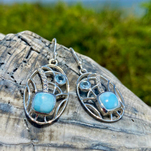 Larimar Sparkling Ovals Dangle Earrings