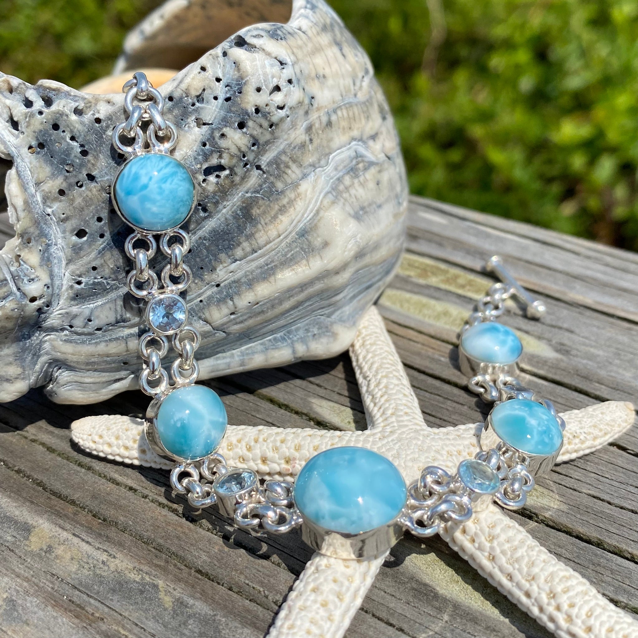 Larimar and Blue Topaz Rounds Bracelet - Main Image