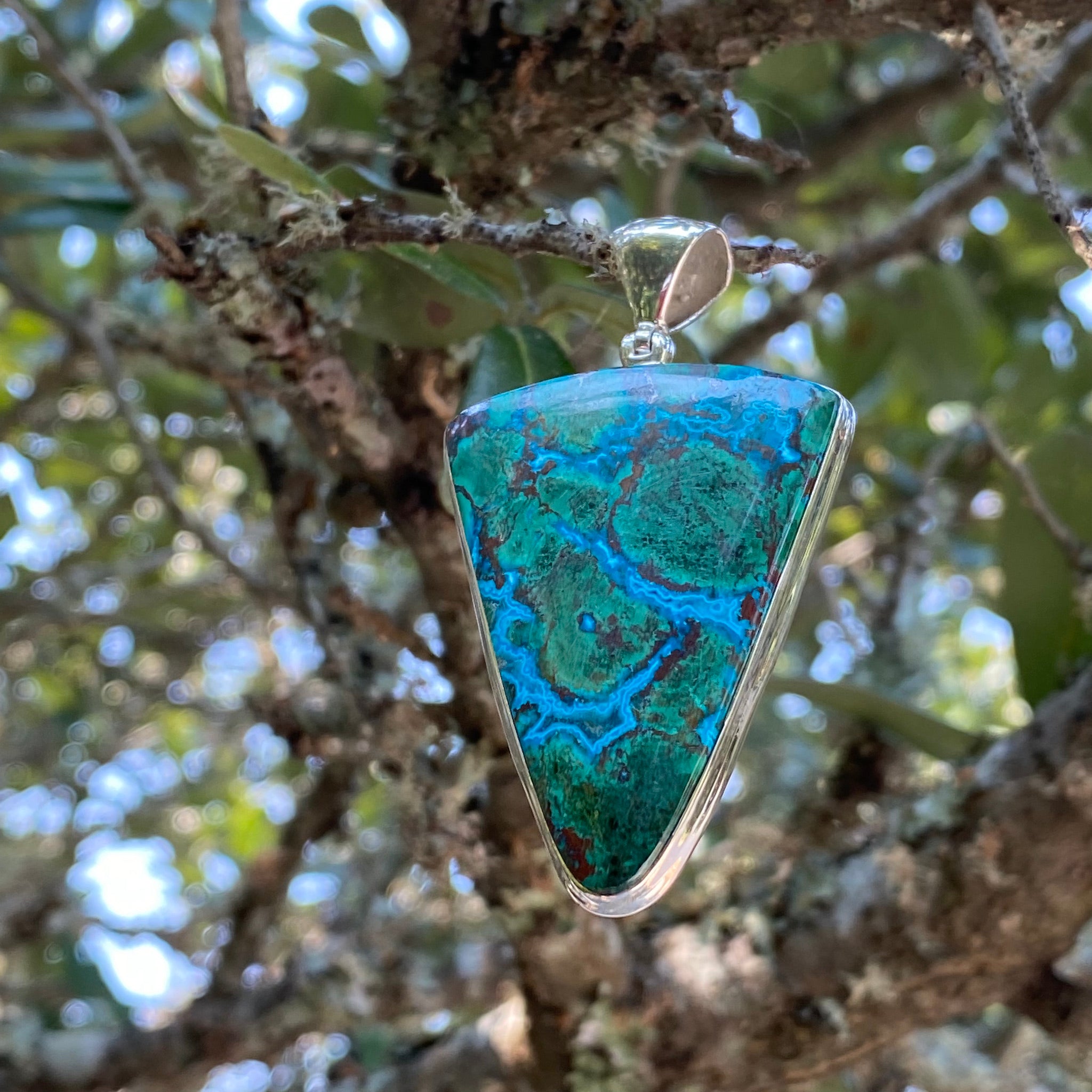 Sterling Silver Azurite Malachite Pendants
