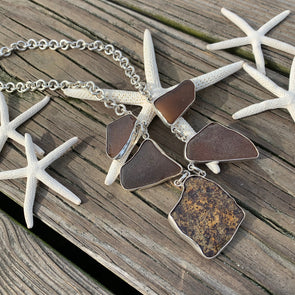 Beach Treasures Crackled Seaglass and Shell Necklace | BT☆Sterling® - BEACH TREASURES ONLINE