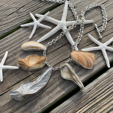 Dainty White Seashell Necklace with Sterling Silver Chain - Sea 2 Land  Designs