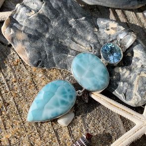 Larimar and Blue Topaz Gemstone Pendant