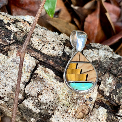 Native American Tiger's Eye, Jasper and Turquoise Pendant