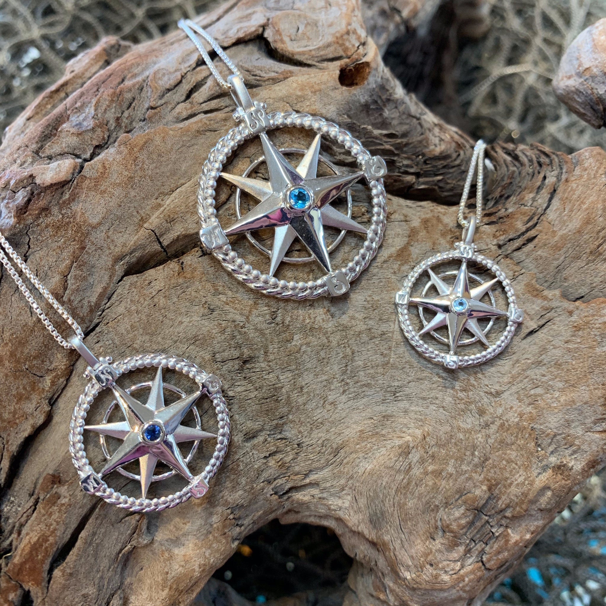 Compass rose necklace silver deals