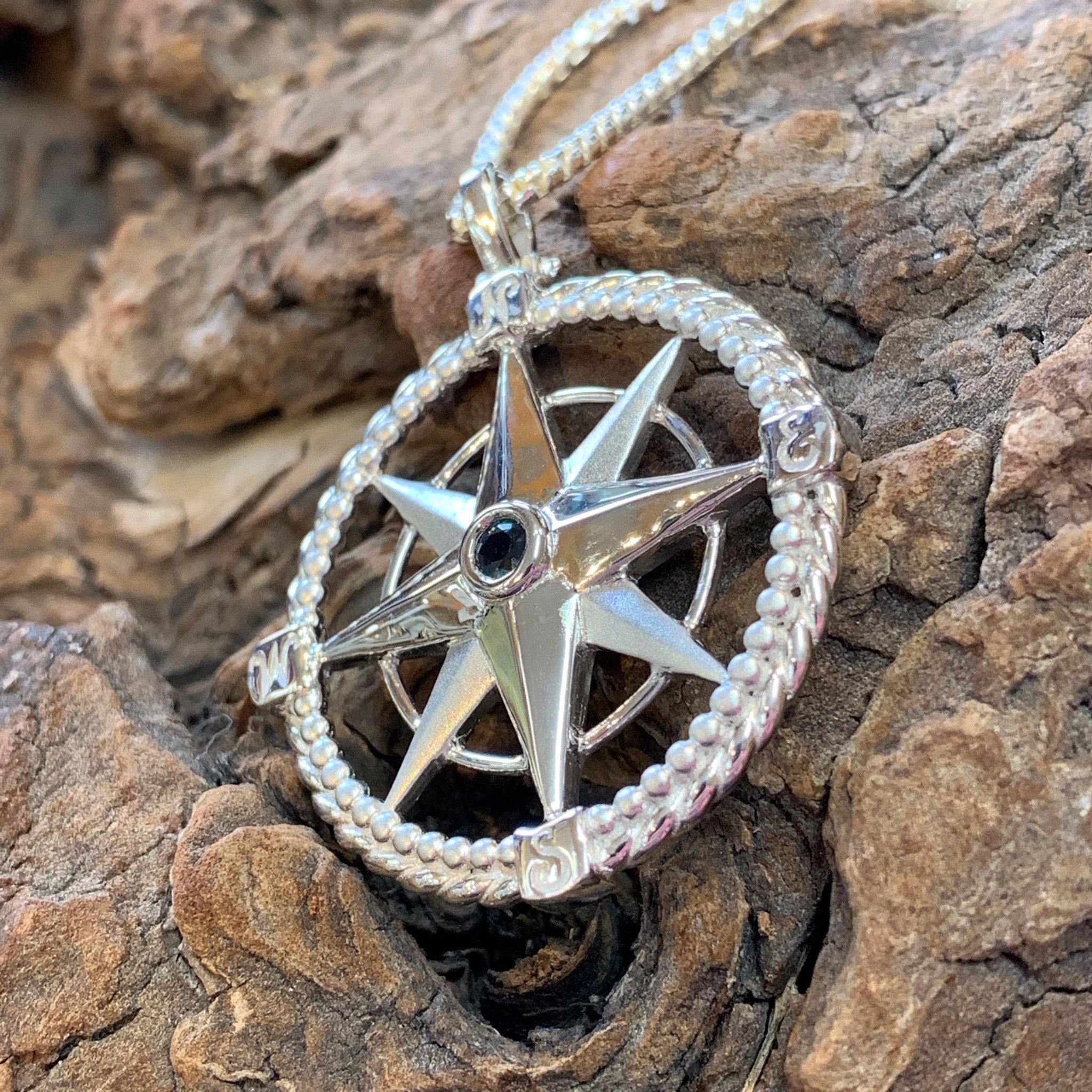 Compass rose necklace discount silver