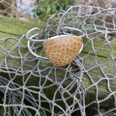 Fossilized Coral Cuff Bracelet - BEACH TREASURES ONLINE