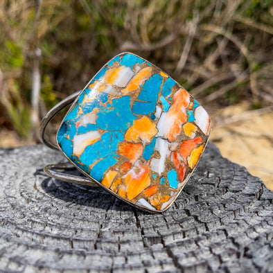 Spiny Oyster, Turquoise and Copper Cuff Bracelet