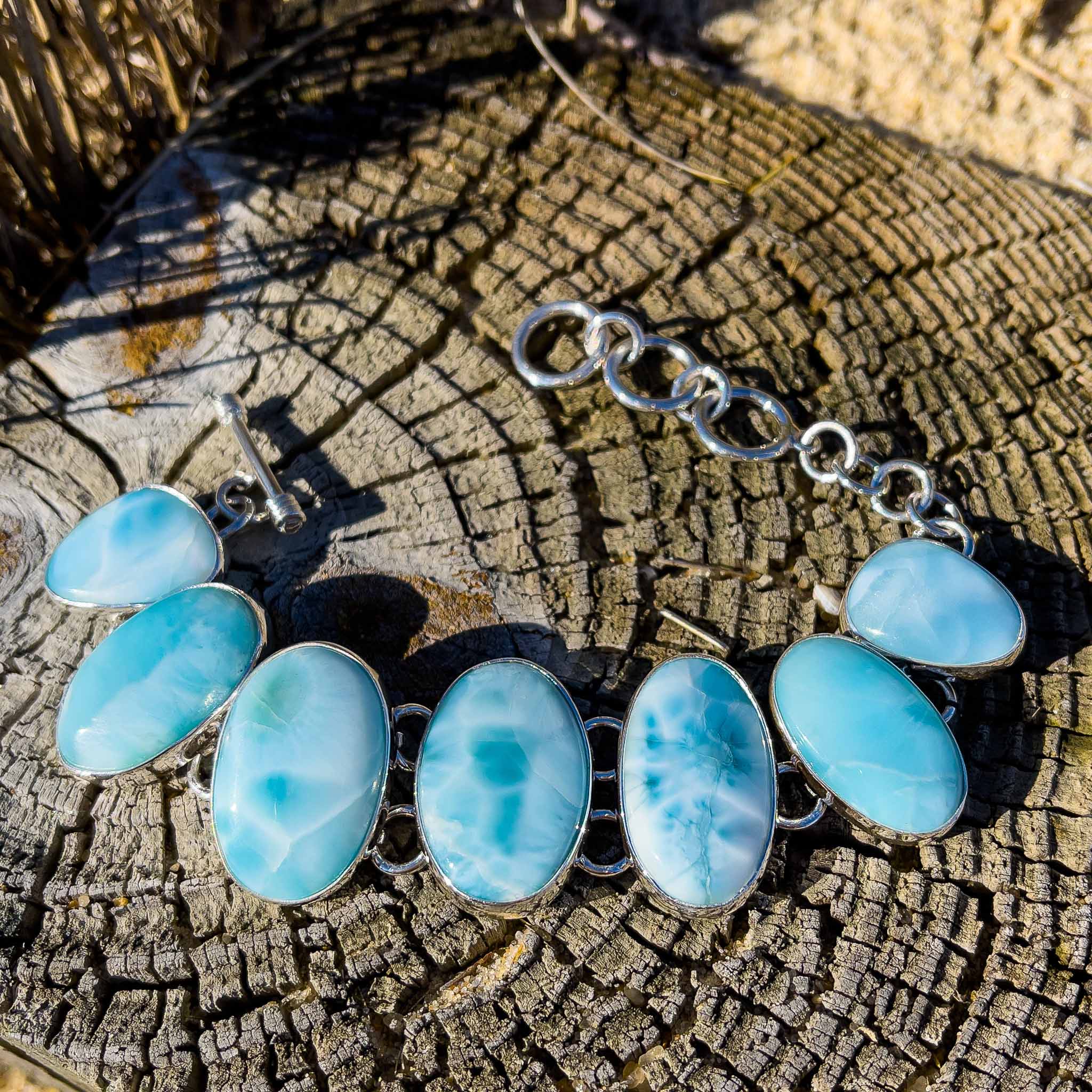 Larimar and Blue Topaz Rounds Bracelet | Larimar Jewelry – BEACH TREASURES